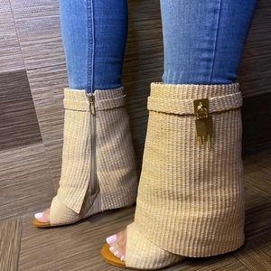 Open-toe Shark Boot Inspired Bootie